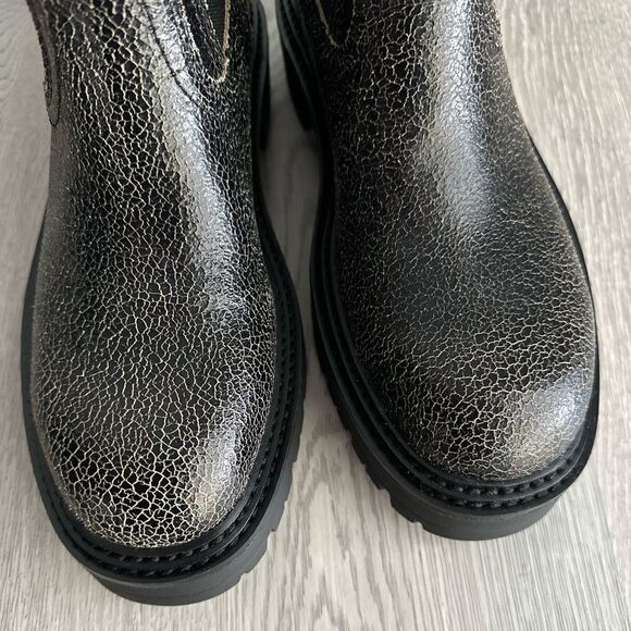 ZARA FLAT LEATHER ANKLE BOOTS VINTAGE LOOK CRACKED - Picture 5 of 13